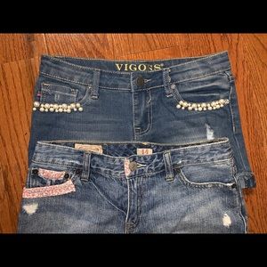Pocket Embellished Girls Denim Shorts